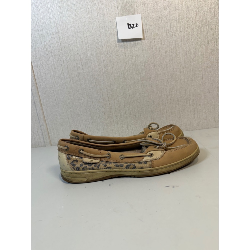 Sperry Womens 9102341 Brownβ Angelfish Leopard Print Slip-On Size 10M Boat Shoes